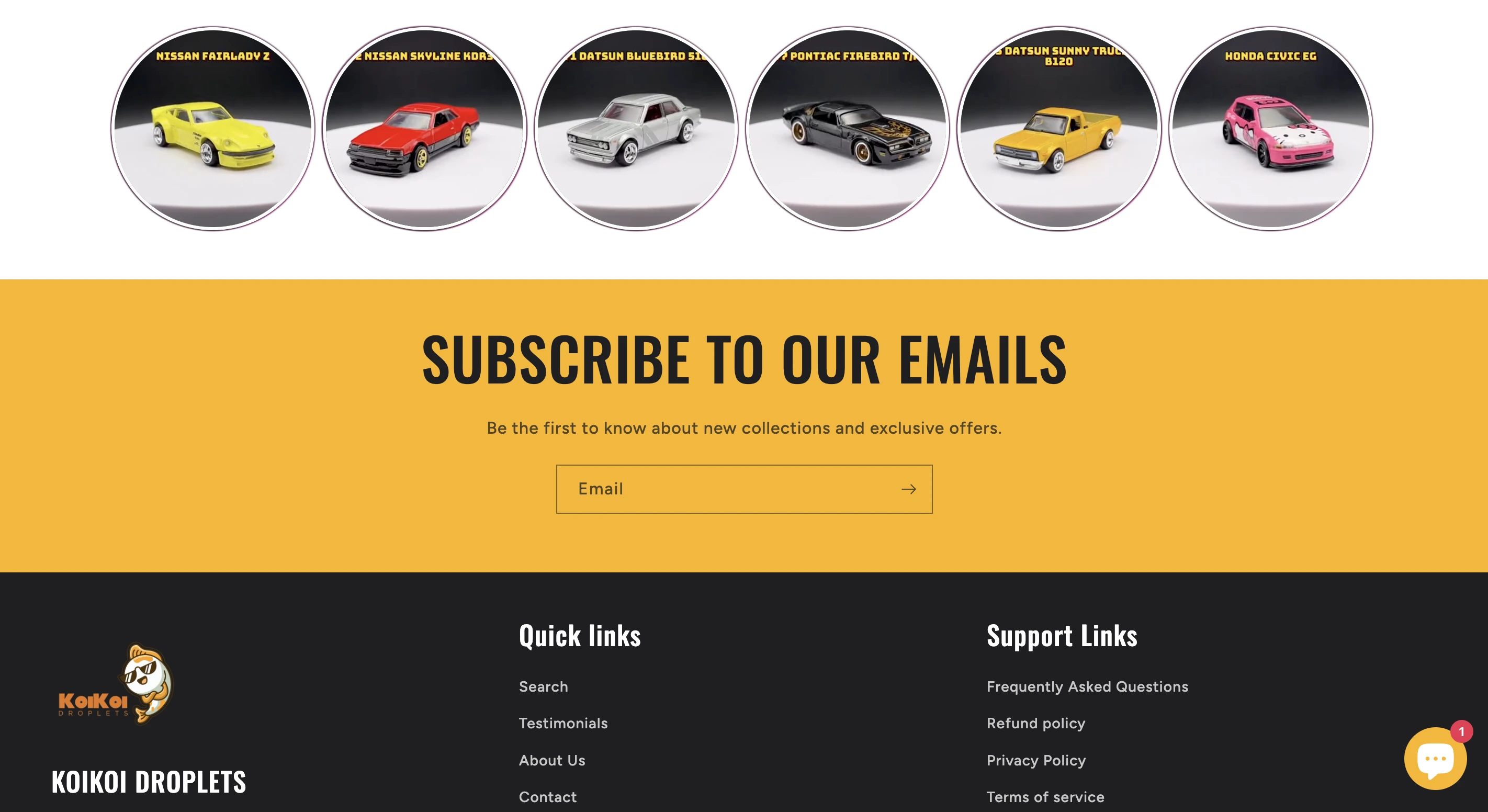 Website footer graphic showcasing collectible toy branding