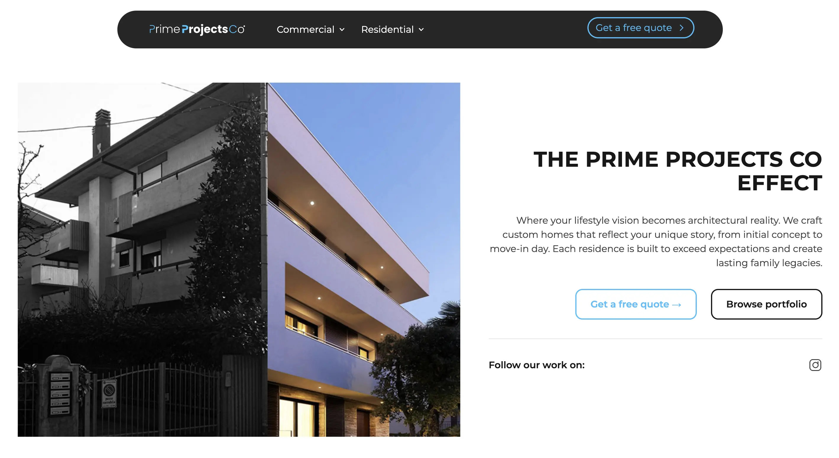Service Page Slider Comparison Prime Projects Co made by Striker Digital