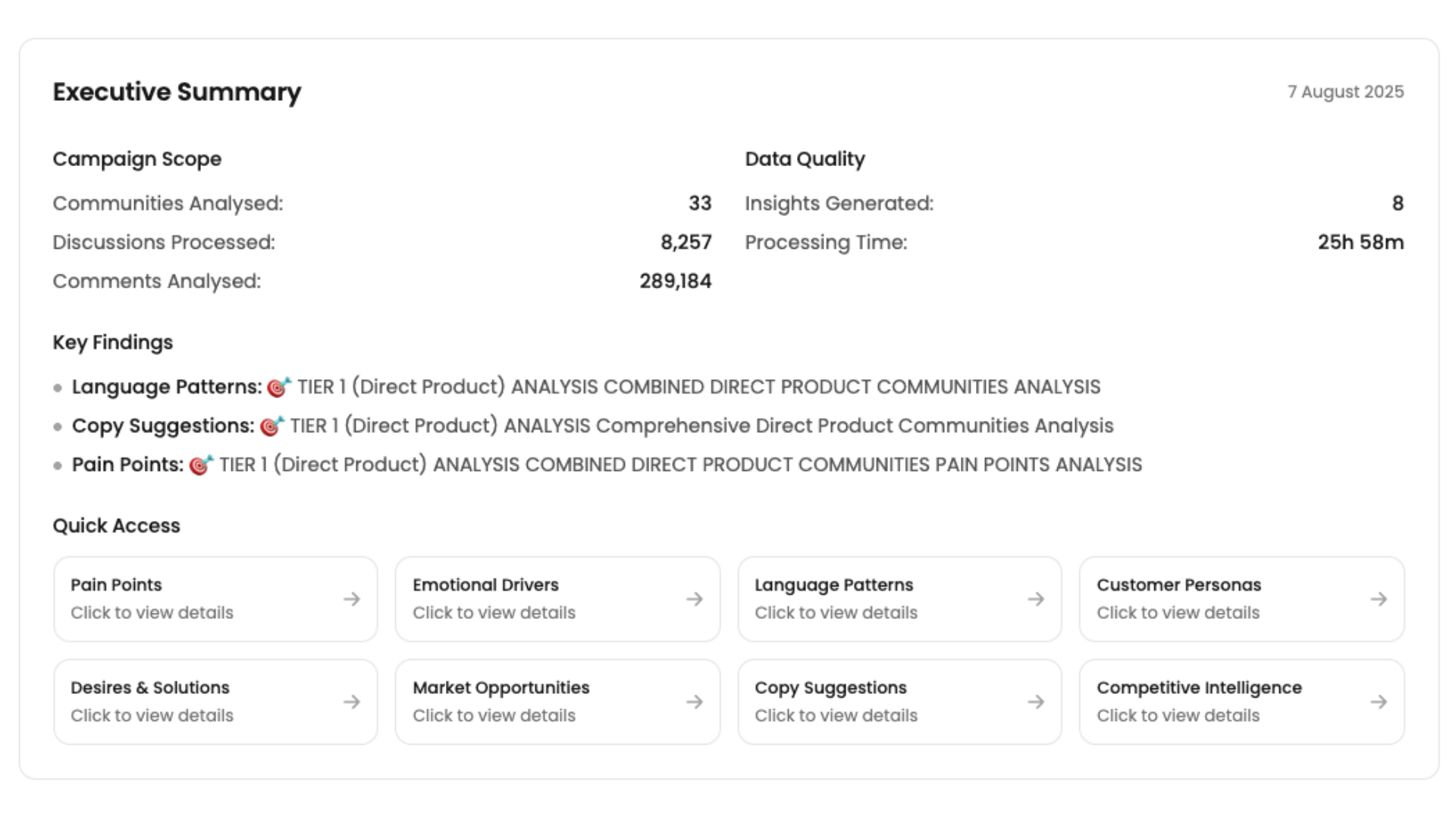 Insight clusters