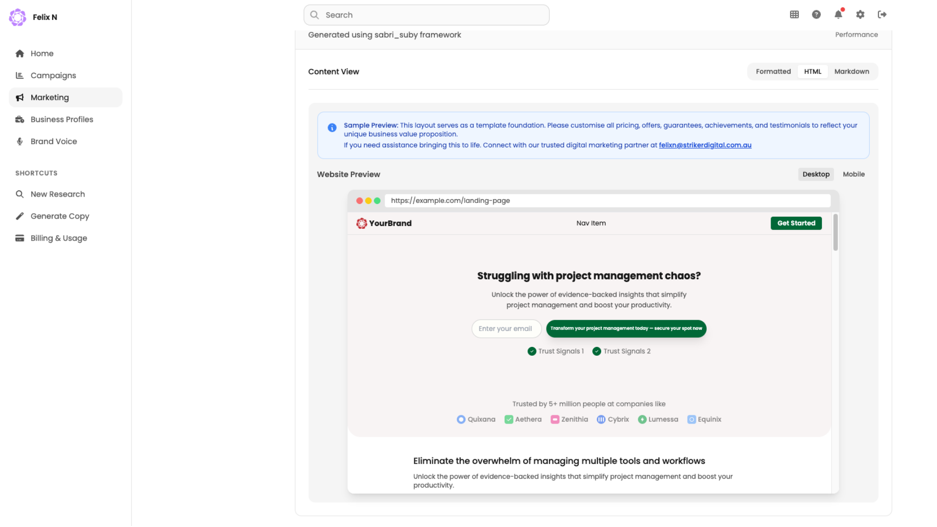 Landing page builder