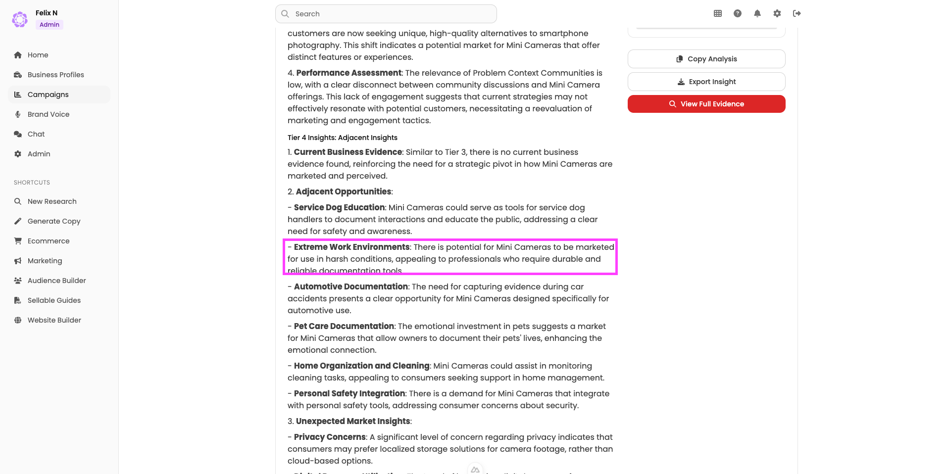 WeThryv insights dashboard showing harsh work environment pain points