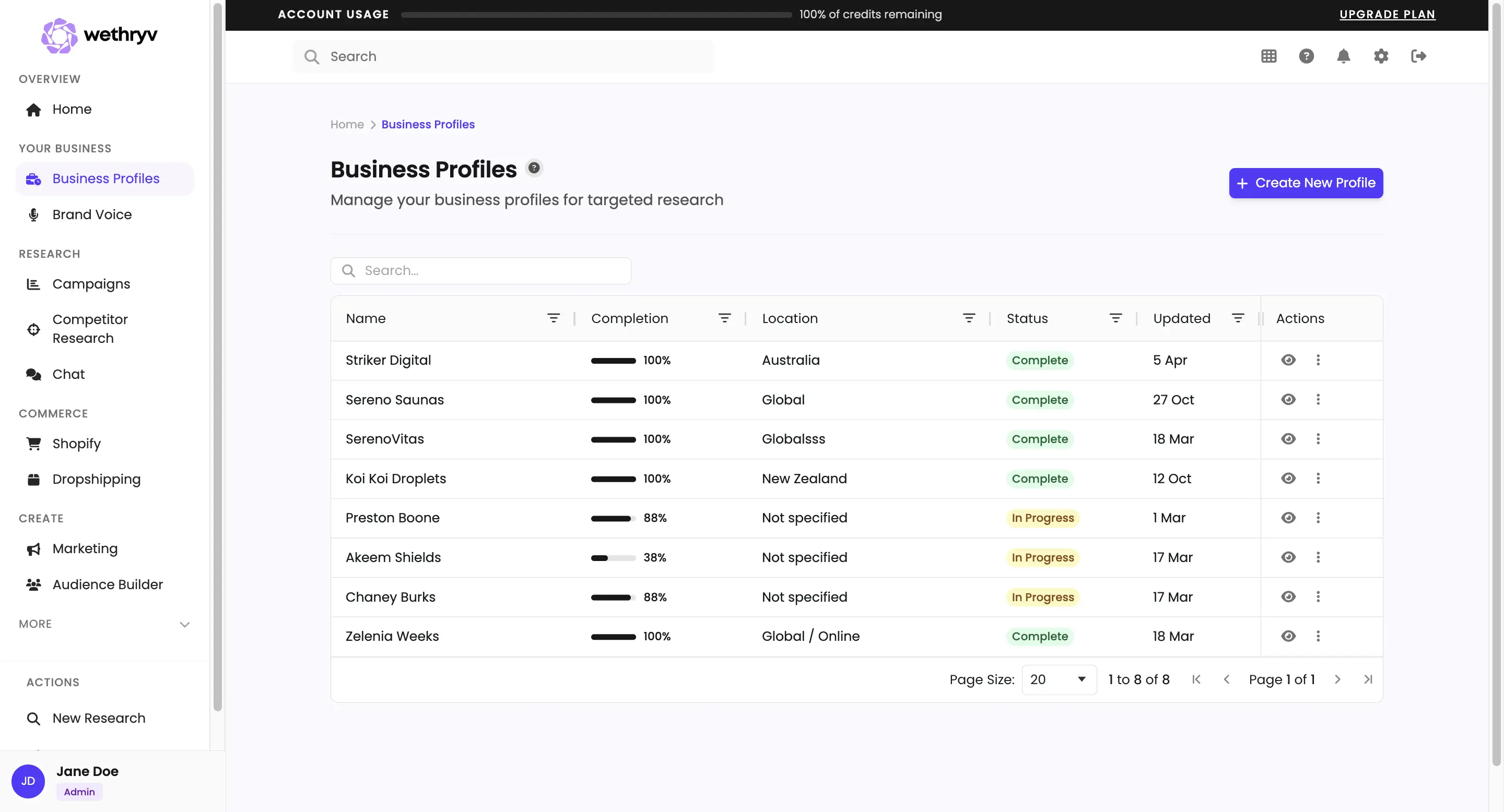 WeThryv business profile setup